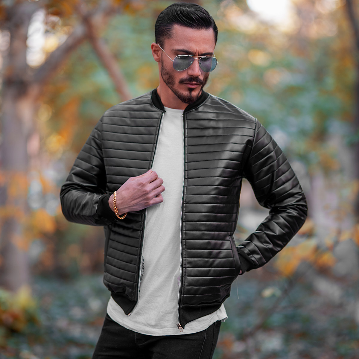 کاپشن چرم alex مشکی